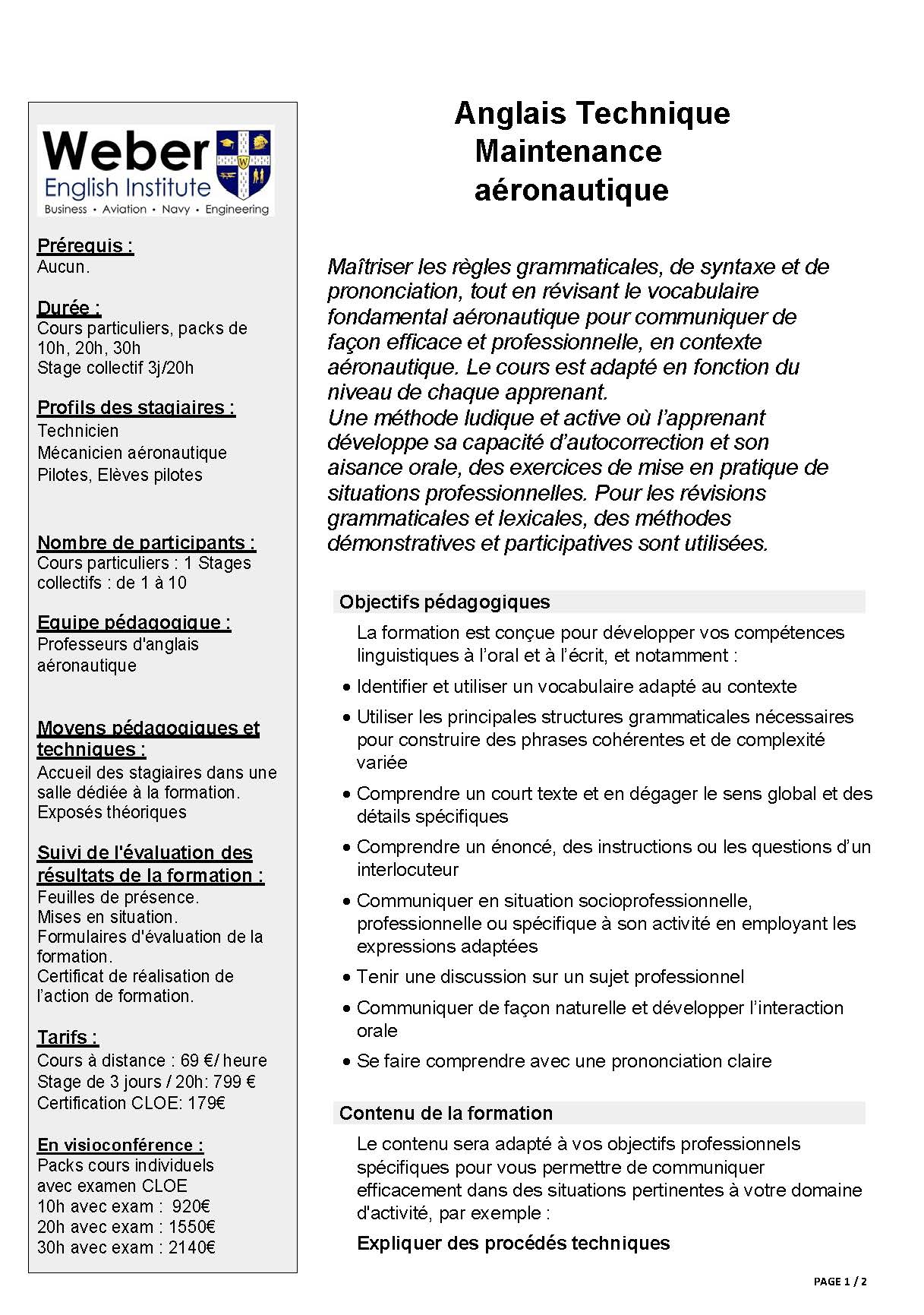 Anglais pour techniciens